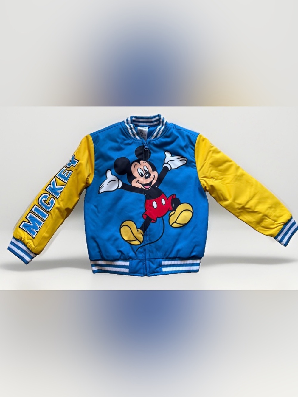 Disney Store Mickey Mouse Back to Front Varsity Bomber Jacket Kids 7/8 NWT